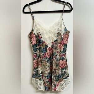Vintage 90s Victoria's Secret Gold Label Satin Slip Dress Floral Pink Medium
